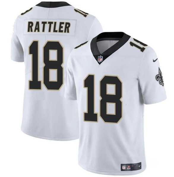 Men & Women & Youth New Orleans Saints #18 Spencer Rattler White Vapor Limited Football Stitched Jersey